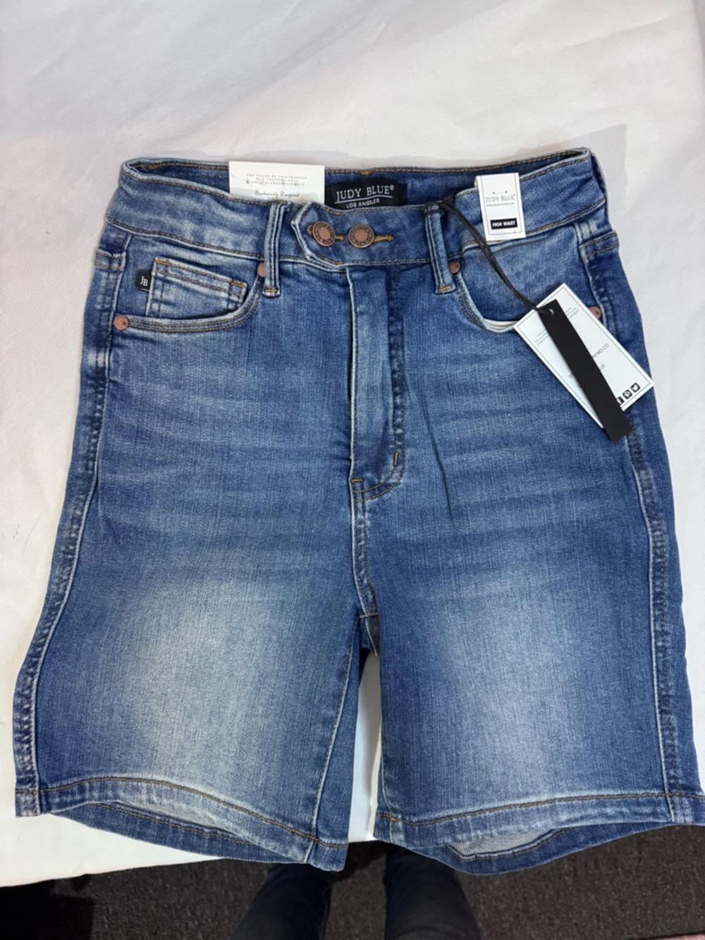 JUDY BLUE Hey There High Waisted Blue Jean Bermuda Shorts